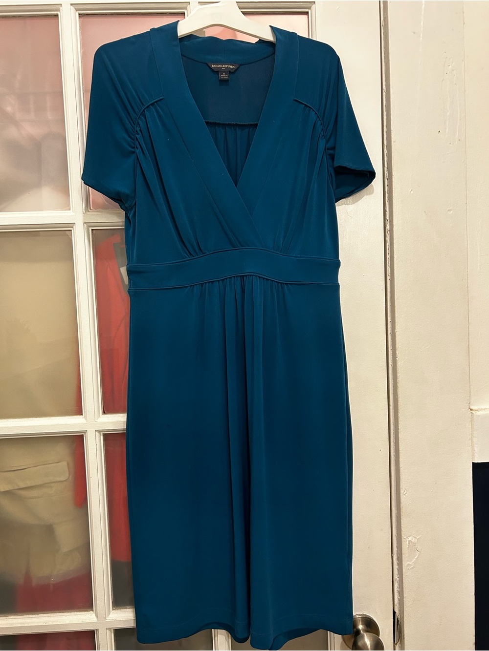 Banana Republic Teal V-neck Surplice Dress Size Medium